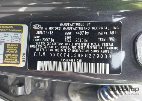 2019 Kia Optima Lx from USA, damaged, VIN 5XXGT4L38KG279038